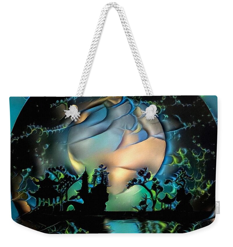 Abstract Weekender Tote Bag featuring the digital art Asian night silhouettes by Bruce Rolff