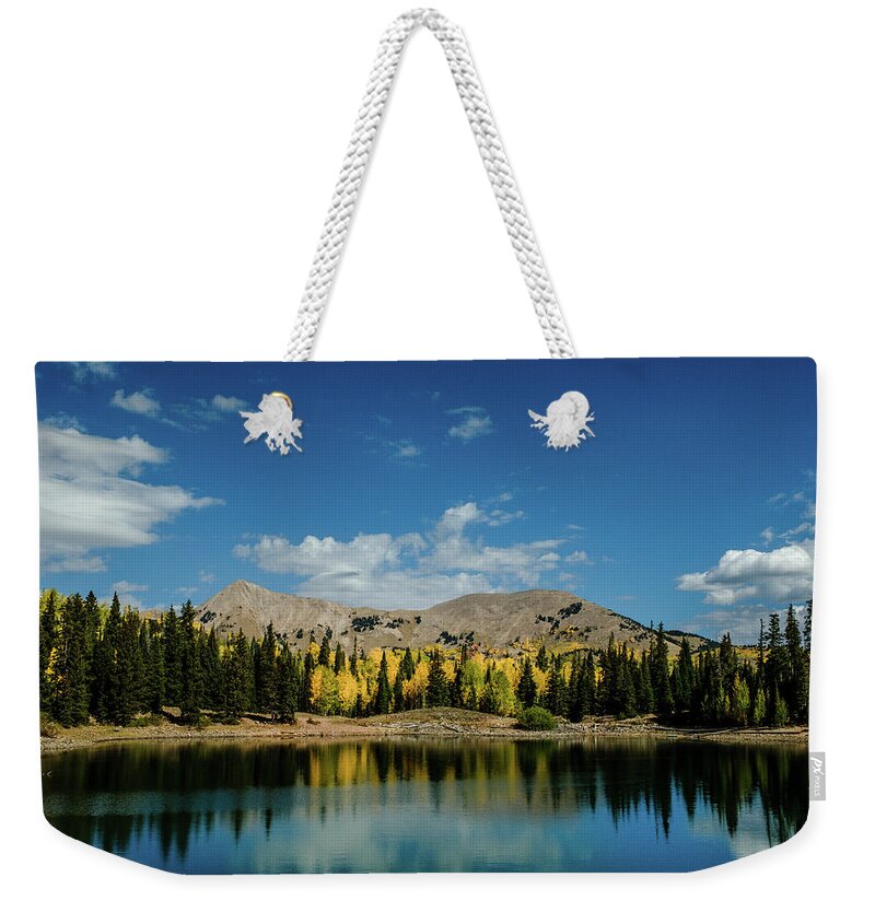 Aspens Weekender Tote Bag featuring the photograph Aspens of Dark Canyon Lake by Johnny Boyd
