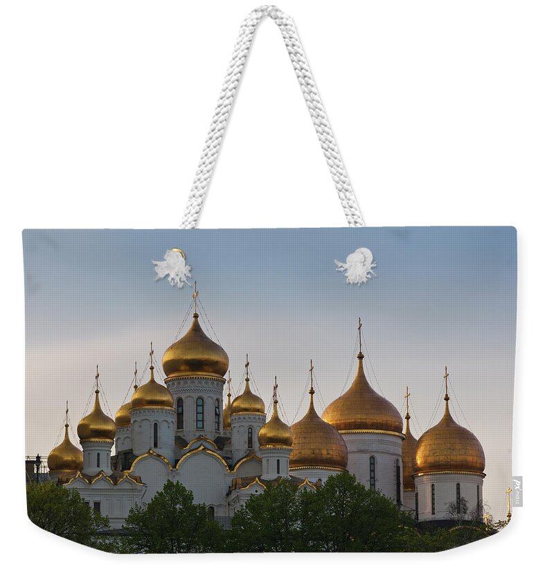 Built Structure Weekender Tote Bag featuring the photograph Assumption Cathedral, Moscow by Walter Bibikow