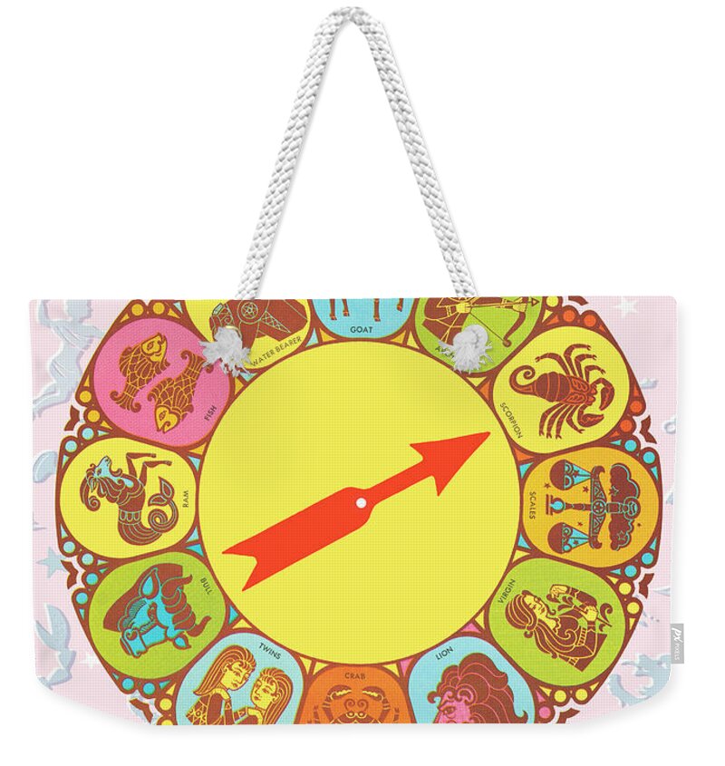 Aquarius Weekender Tote Bag featuring the drawing Astrology by CSA Images