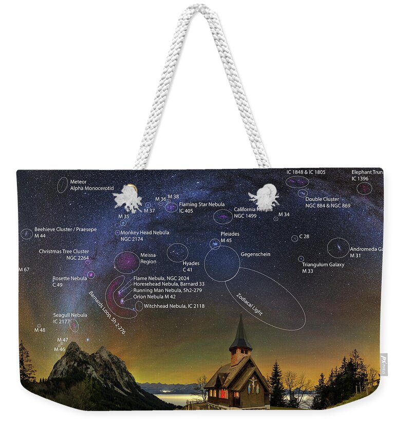 Mountains Weekender Tote Bag featuring the photograph Astrophotography Winter Wonderland by Ralf Rohner
