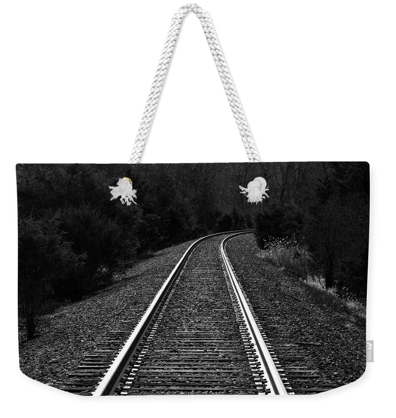 B&w Weekender Tote Bag featuring the photograph AT Crossing by Dawn J Benko