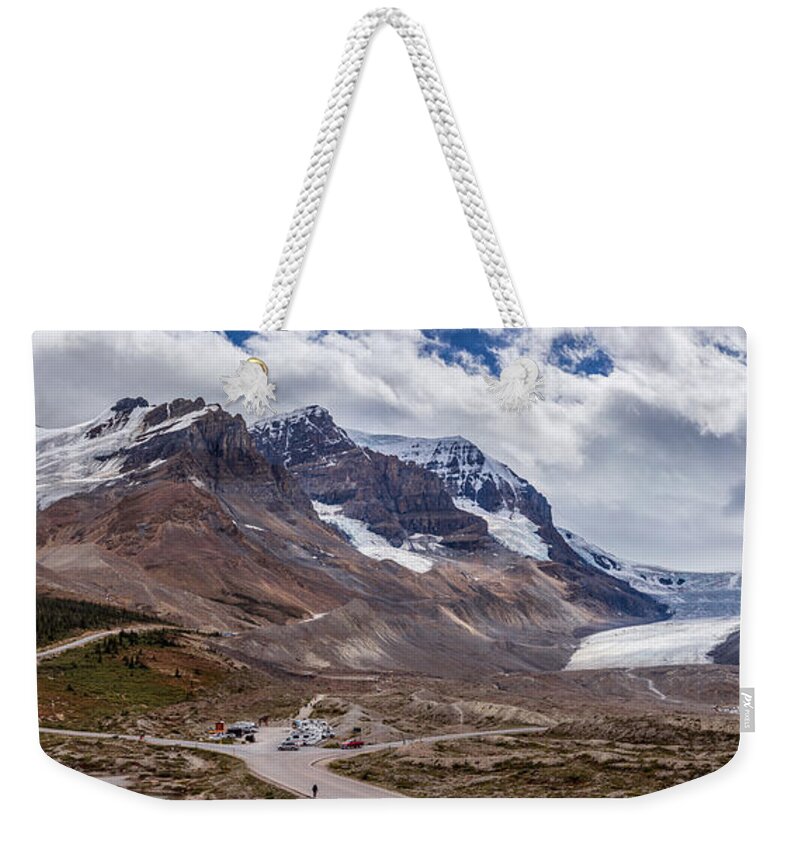 Photography Weekender Tote Bag featuring the photograph Athabasca Glacier Panorama by Alma Danison