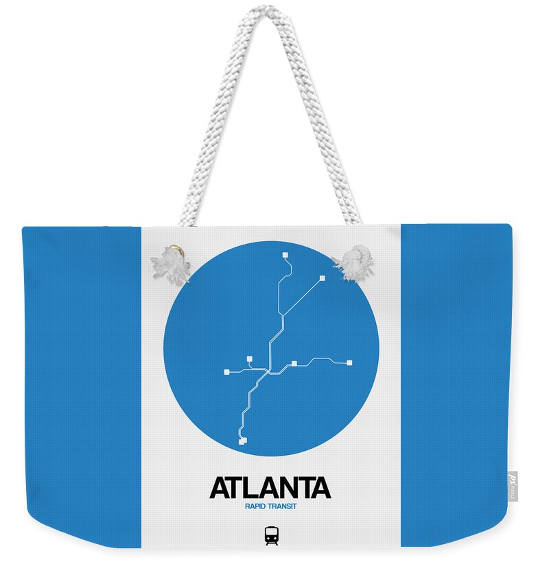 Atlanta Weekender Tote Bag featuring the digital art Atlanta Blue Subway Map by Naxart Studio