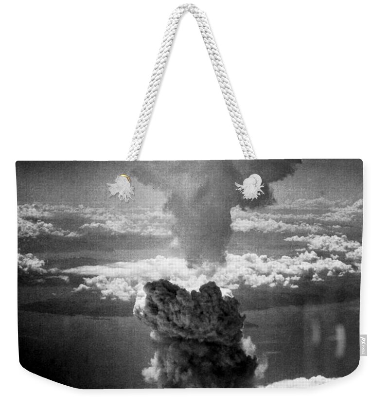 Bomb Weekender Tote Bag featuring the painting Atomic Cloud over Nagasaki by Charles Levy