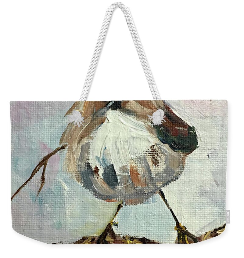 Blue Wren Weekender Tote Bag featuring the painting Aussie Blue Wren by Roxy Rich