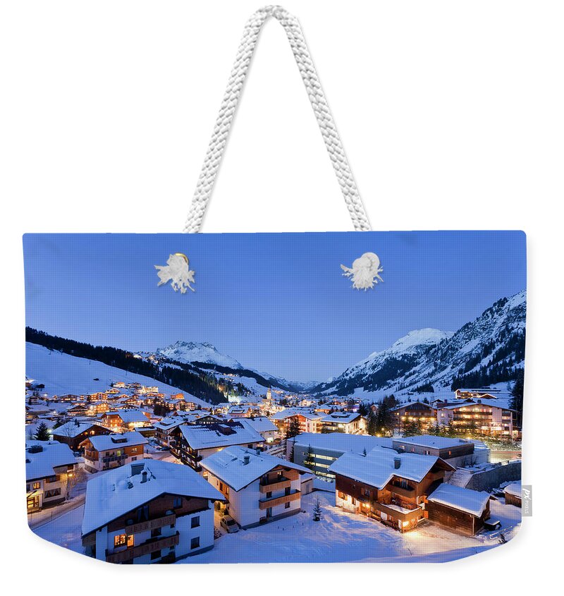 Snow Weekender Tote Bag featuring the photograph Austria, Vorarlberg, View Of Lech Am by Westend61