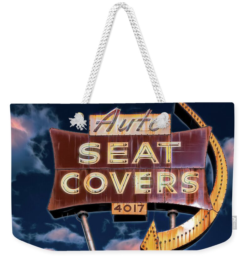 Americana Weekender Tote Bag featuring the photograph Auto Seat Covers by Robert FERD Frank