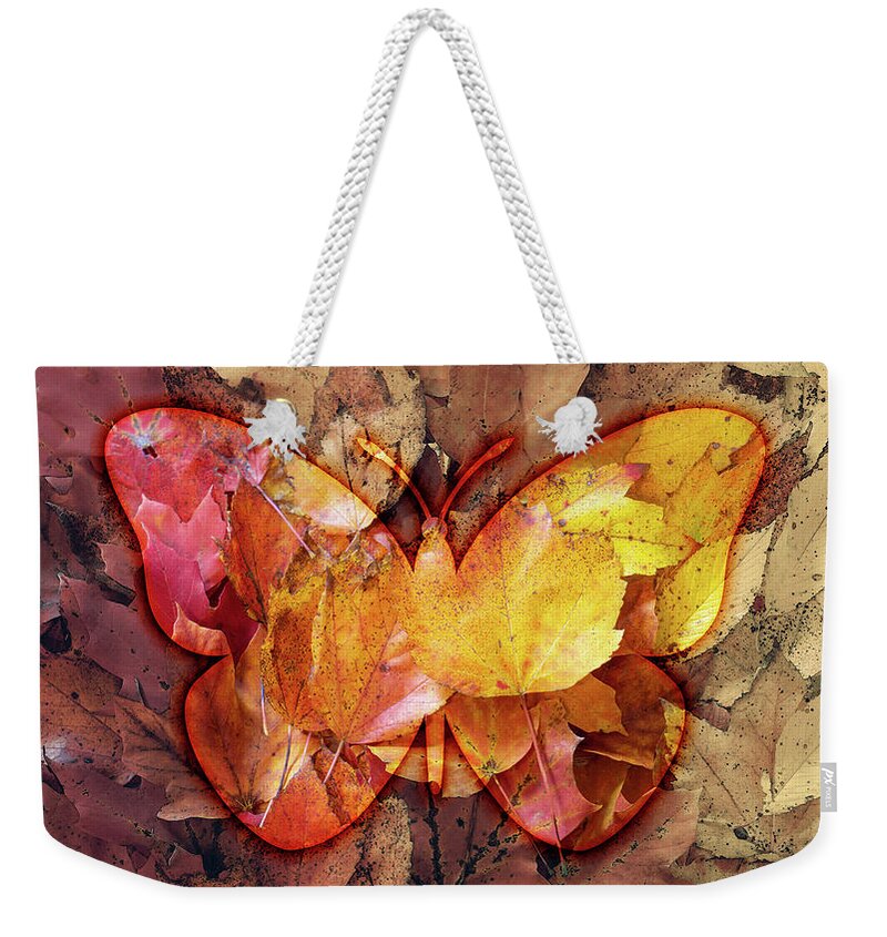 Autumn Weekender Tote Bag featuring the digital art Autumn Butterfly by Jason Fink
