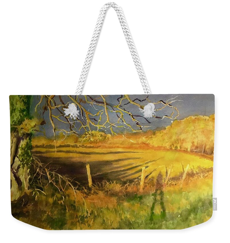 Aautumn Weekender Tote Bag featuring the painting Autumn Field by Carolyn Epperly
