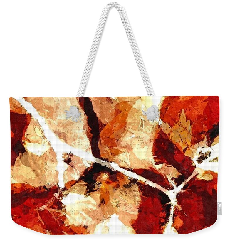 Autumn Weekender Tote Bag featuring the mixed media Autumn Fusion by Patricia Strand