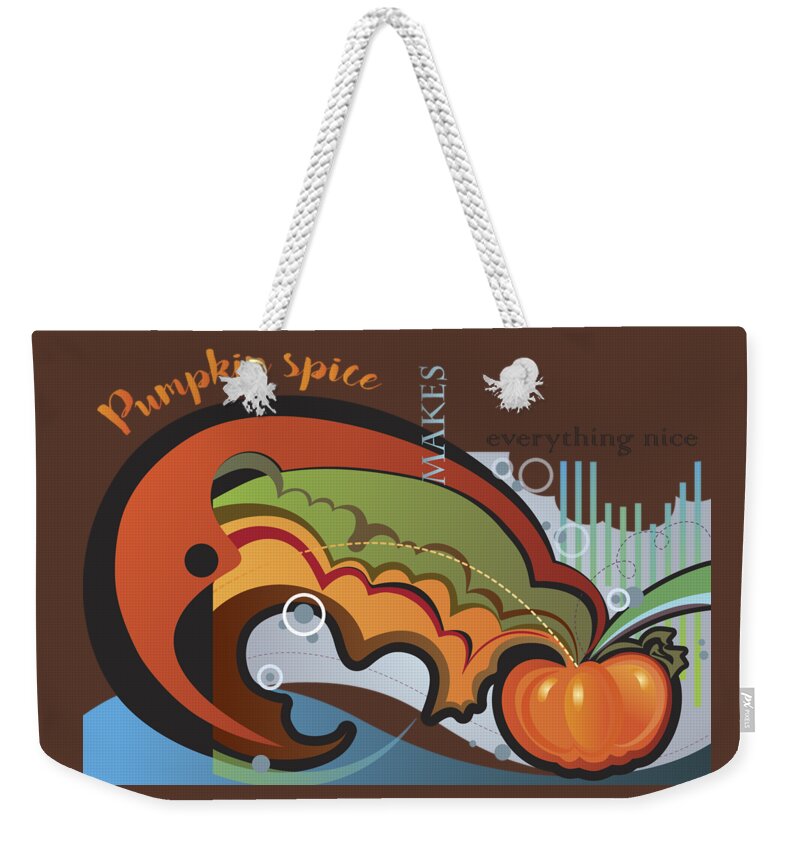 Pumpkin Weekender Tote Bag featuring the digital art Autumn Greetings Card by Ariadna De Raadt