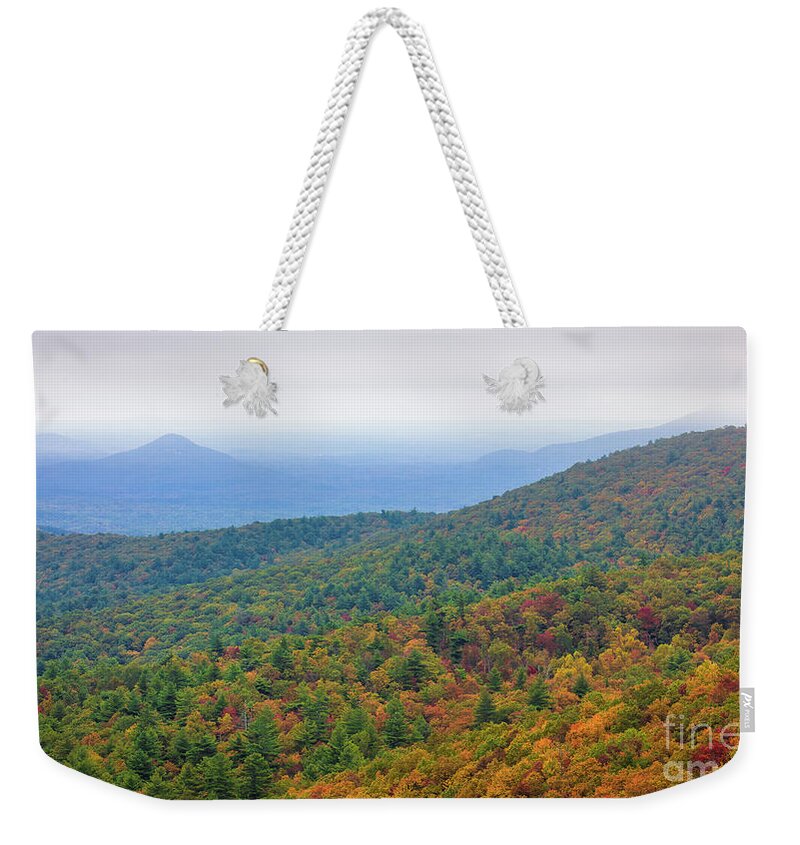 Brasstown Bald. Scenic Highway Weekender Tote Bag featuring the photograph Autumn In The Chattahoochee National Forest by Doug Sturgess