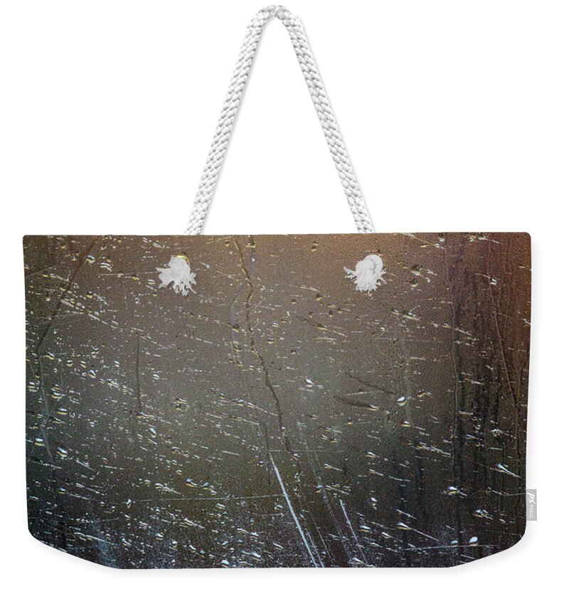Abstract Photograph Weekender Tote Bag featuring the photograph Autumn in the Lake District - Lake Windermere in the rain by Anita Nicholson