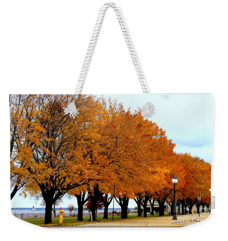 Autumn Weekender Tote Bag featuring the photograph Autumn leaves in Menominee Michigan by Ms Judi