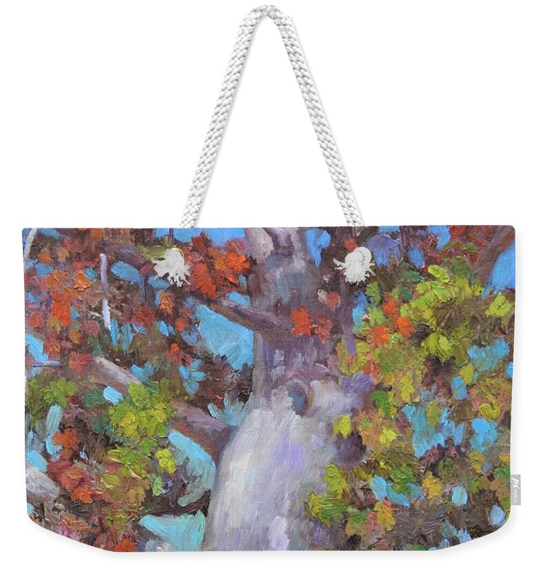 Tree Weekender Tote Bag featuring the painting Autumn Oak by Jeff Dickson