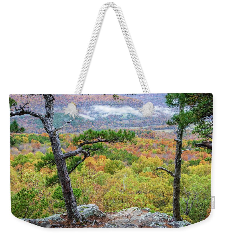Fall Weekender Tote Bag featuring the photograph Autumn overlook by Jack Clutter