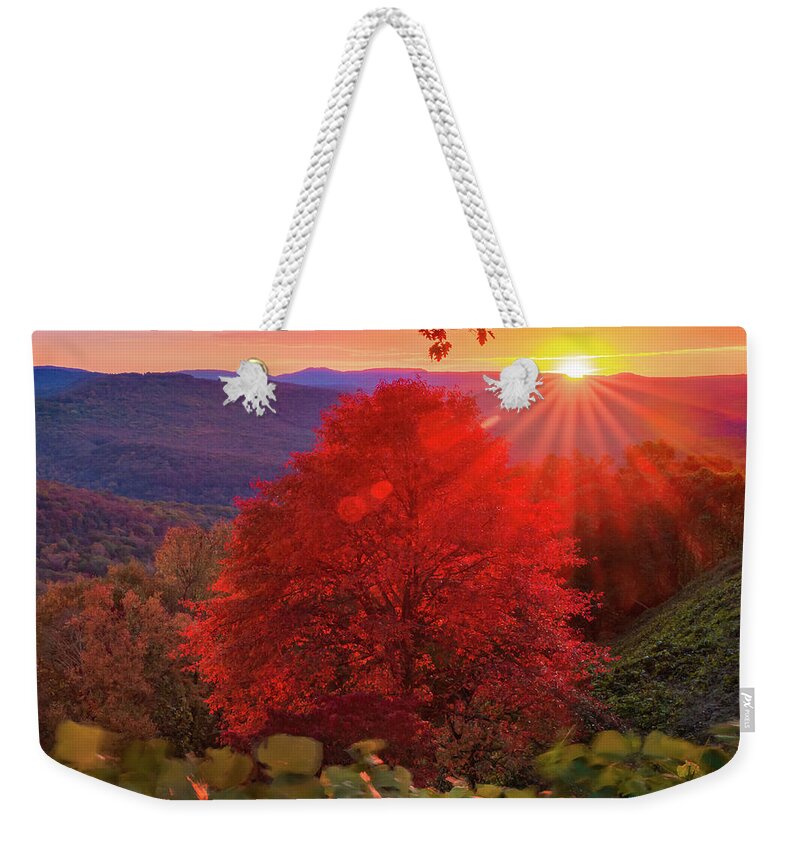 America Weekender Tote Bag featuring the photograph Autumn Splendor at Artist Point - Mountainburg Arkansas by Gregory Ballos