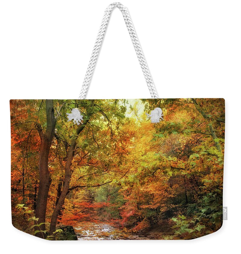 Autumn Weekender Tote Bag featuring the photograph Autumn Stream by Jessica Jenney