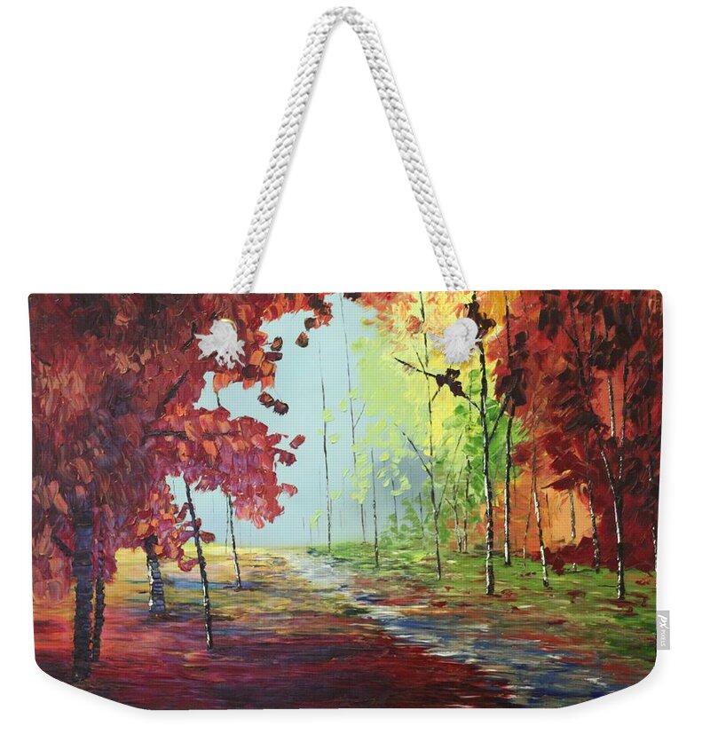 Autumn Weekender Tote Bag featuring the painting Autumn Wonder by Berlynn
