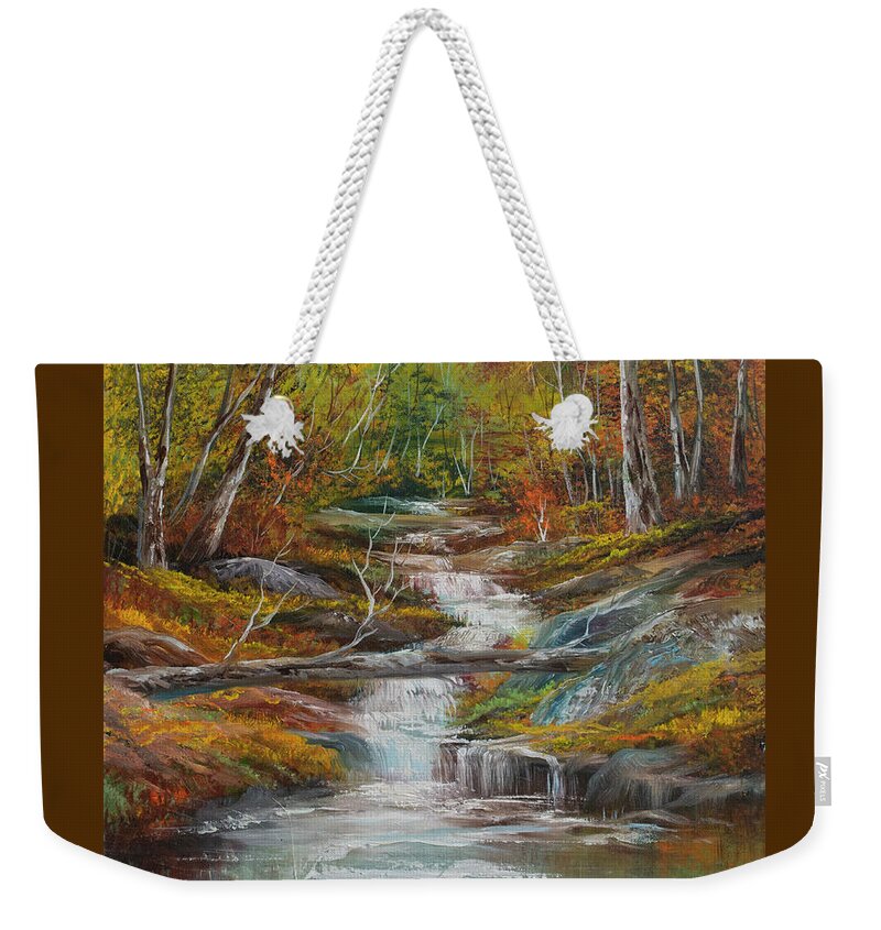 Forest Weekender Tote Bag featuring the painting Colors of Fall by Lynne Pittard