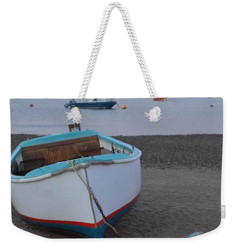 Boat Weekender Tote Bag featuring the photograph Awaiting the Tide by Andy Thompson