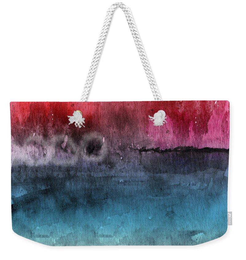 Abstract Weekender Tote Bag featuring the painting Awakened 4- Abstract Art by Linda Woods by Linda Woods