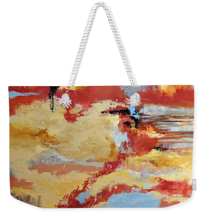 Cloudscape Weekender Tote Bag featuring the painting Awakening the Fire by Mary Mirabal