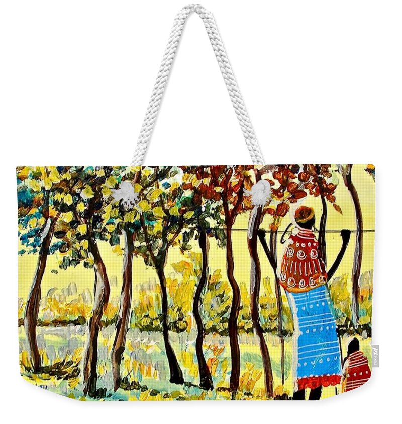 Africa Weekender Tote Bag featuring the painting B-270 by Martin Bulinya