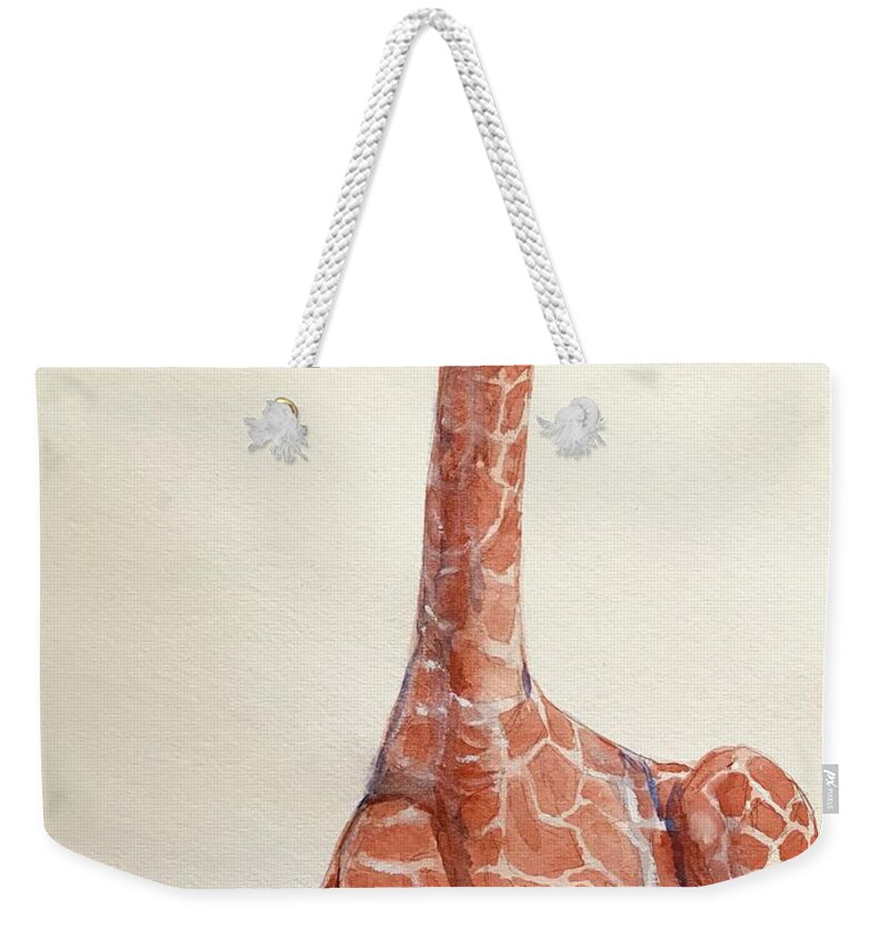 Baby Giraffe Weekender Tote Bag featuring the painting Baby Giraffe by Lavender Liu