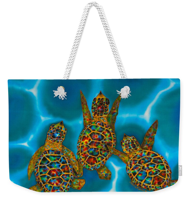 Sea Turtle Weekender Tote Bag featuring the painting Baby turtles by Daniel Jean-Baptiste