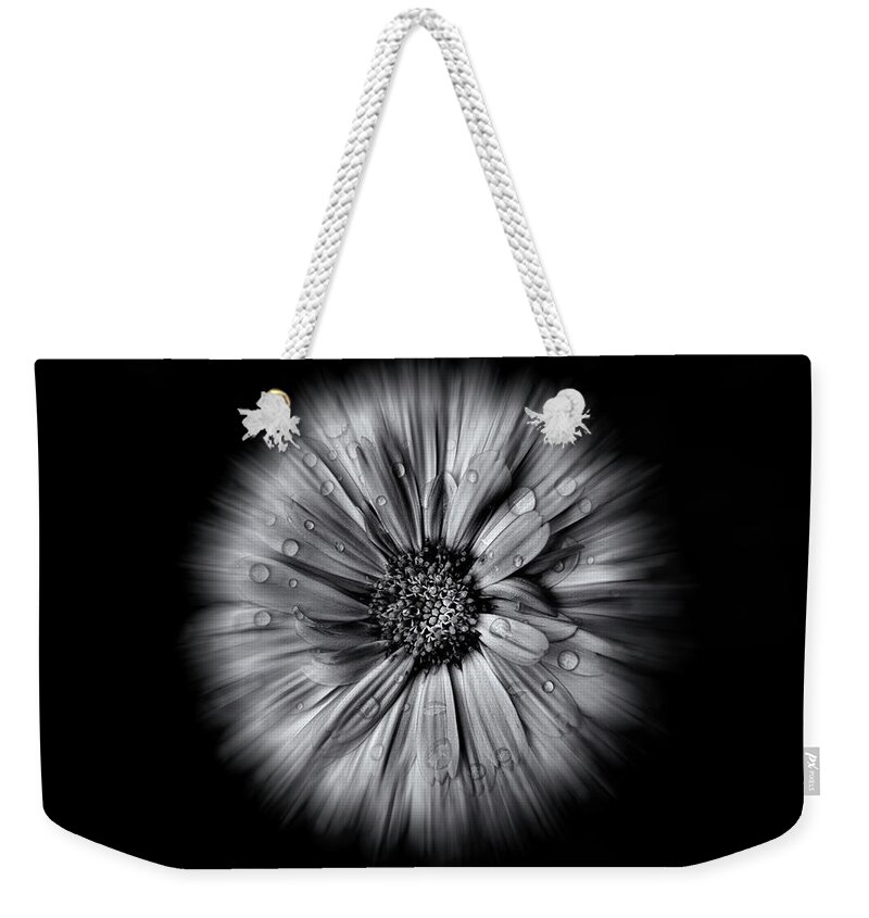 Abstract Weekender Tote Bag featuring the photograph Backyard Flowers In Black And White 10 Flow Version by Brian Carson