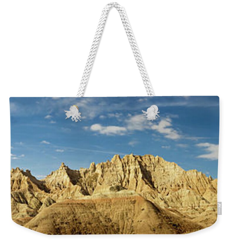 Panoramic Weekender Tote Bag featuring the photograph Badland N.p. Panorama by Markchentx