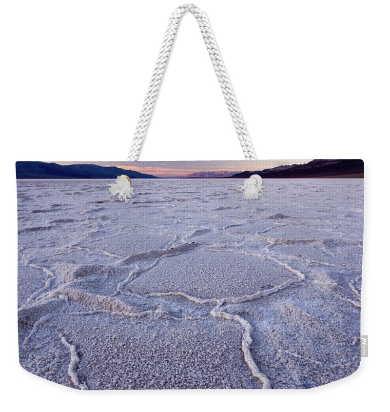 California Weekender Tote Bag featuring the photograph Badwater Basin At Sunset by By Sathish Jothikumar