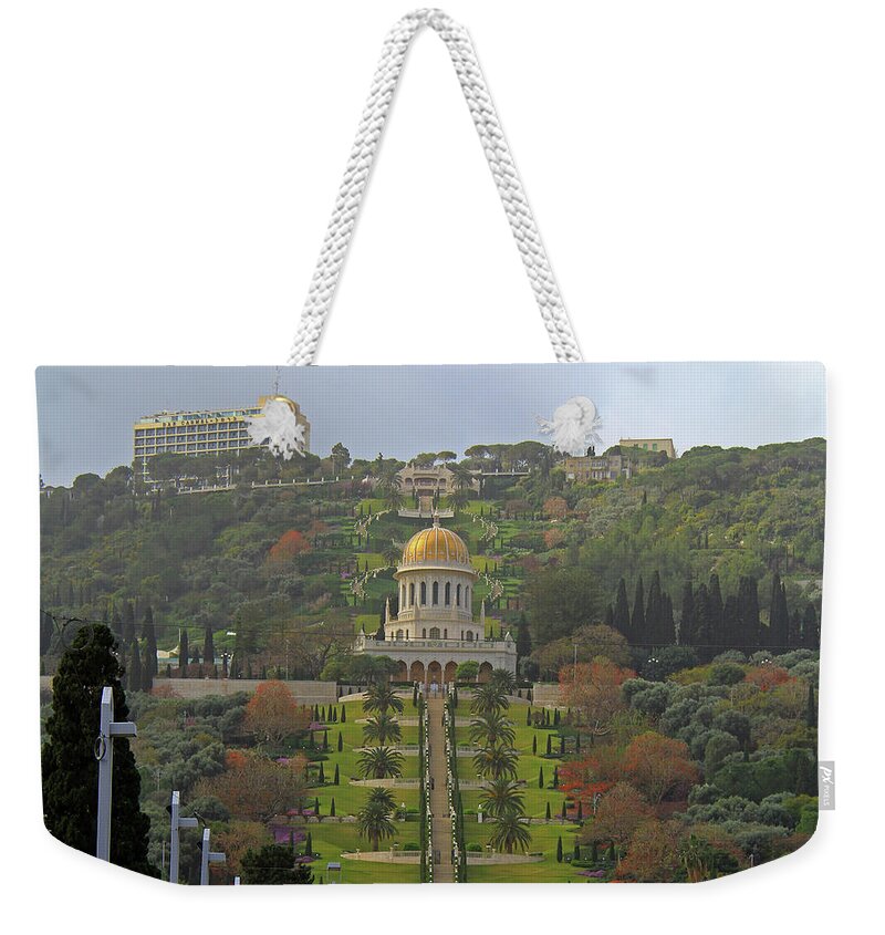Bahai Weekender Tote Bag featuring the photograph Bahai Gardens and Temple - Haifa, Israel by Richard Krebs