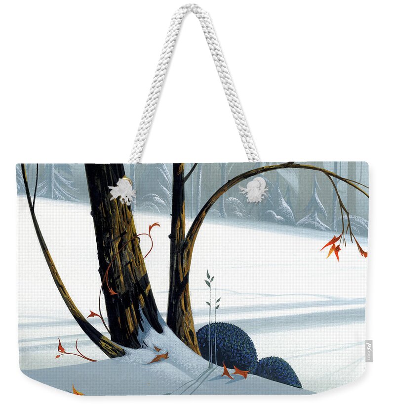 Winter Landscape Weekender Tote Bag featuring the painting Balancing Act by Michael Humphries