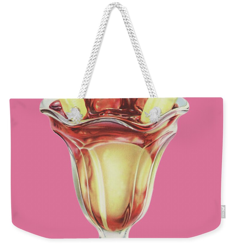 Sundae Weekender Tote Bag featuring the painting Banana Sundae by Unknown