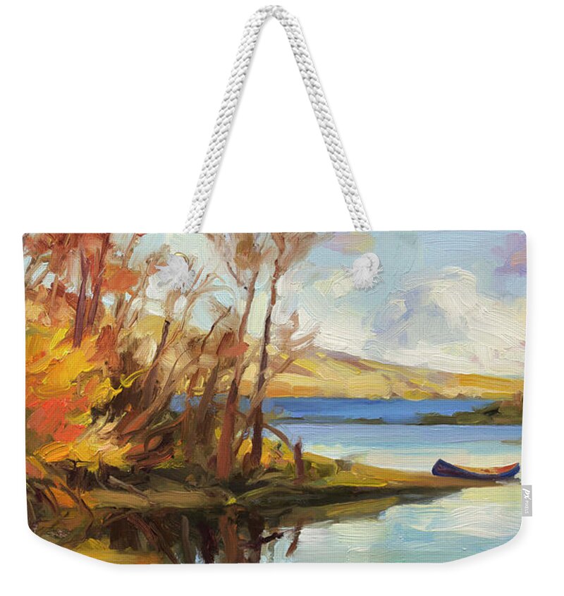 River Weekender Tote Bag featuring the painting Banking on the Columbia by Steve Henderson