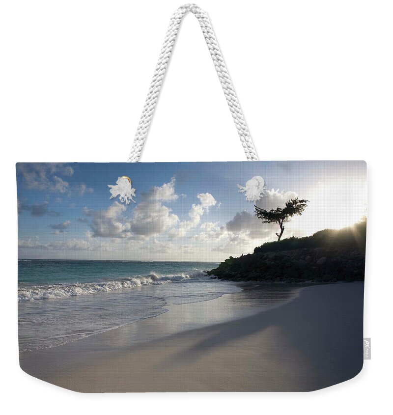 Water's Edge Weekender Tote Bag featuring the photograph Barbados, Tropical Beach by Gary John Norman