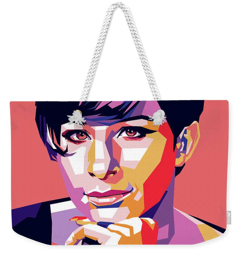 Barbra Weekender Tote Bag featuring the digital art Barbra Streisand pop art by Stars on Art