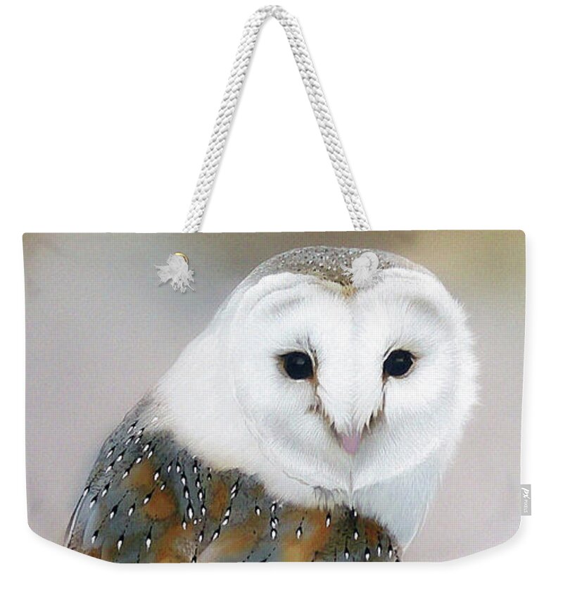 Russian Artists New Wave Weekender Tote Bag featuring the painting Barn Owl by Alina Oseeva