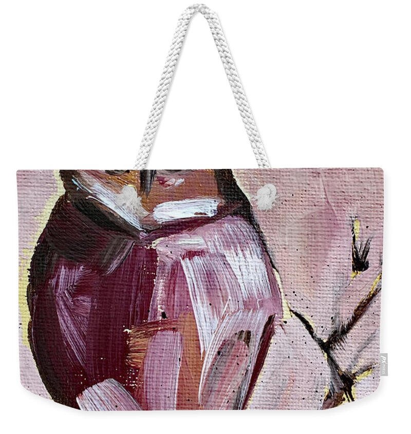 Owl Weekender Tote Bag featuring the painting Barn Owl by Roxy Rich