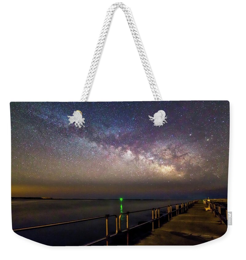 Milky Way Weekender Tote Bag featuring the photograph Barnegat Light State Park Milky Way by Susan Candelario