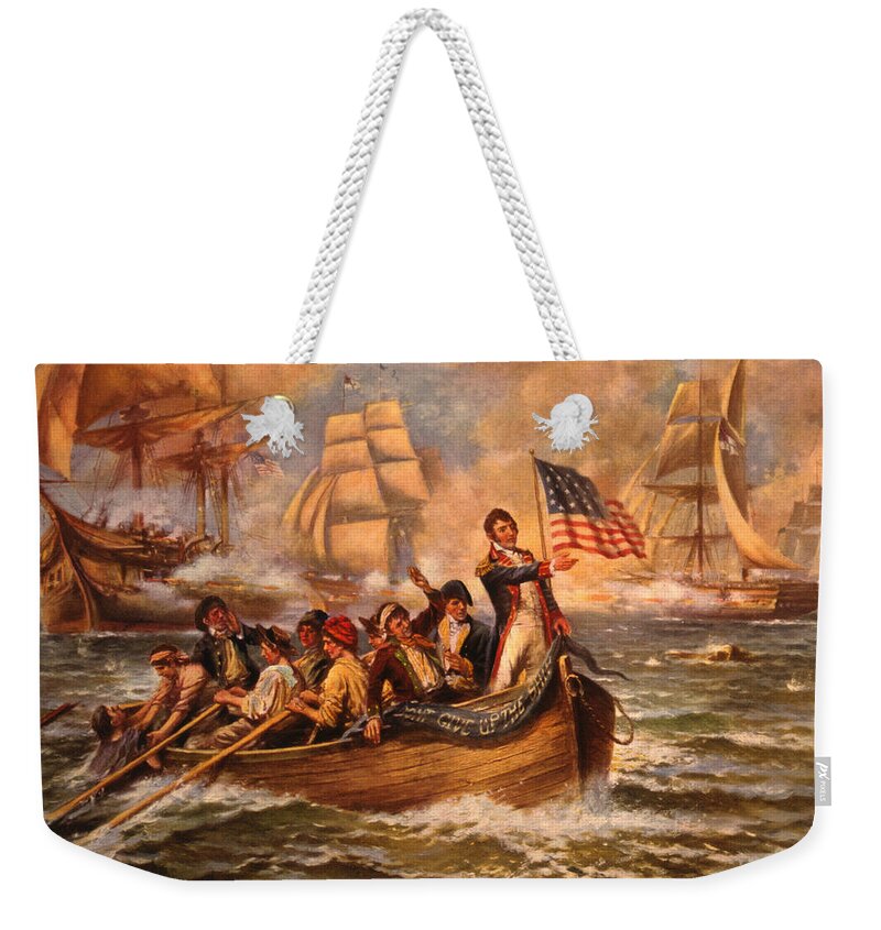 War Of 1812 Weekender Tote Bag featuring the painting Battle of Lake Erie by E. Percy Moran