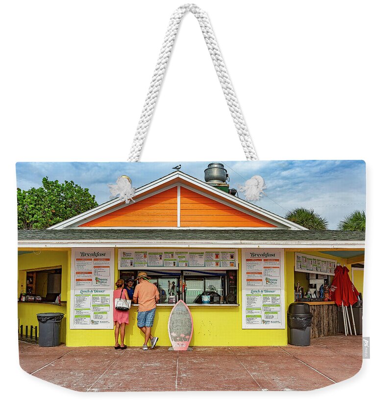 Estock Weekender Tote Bag featuring the digital art Beach Bar, Pass-a-grille, Florida by Lumiere