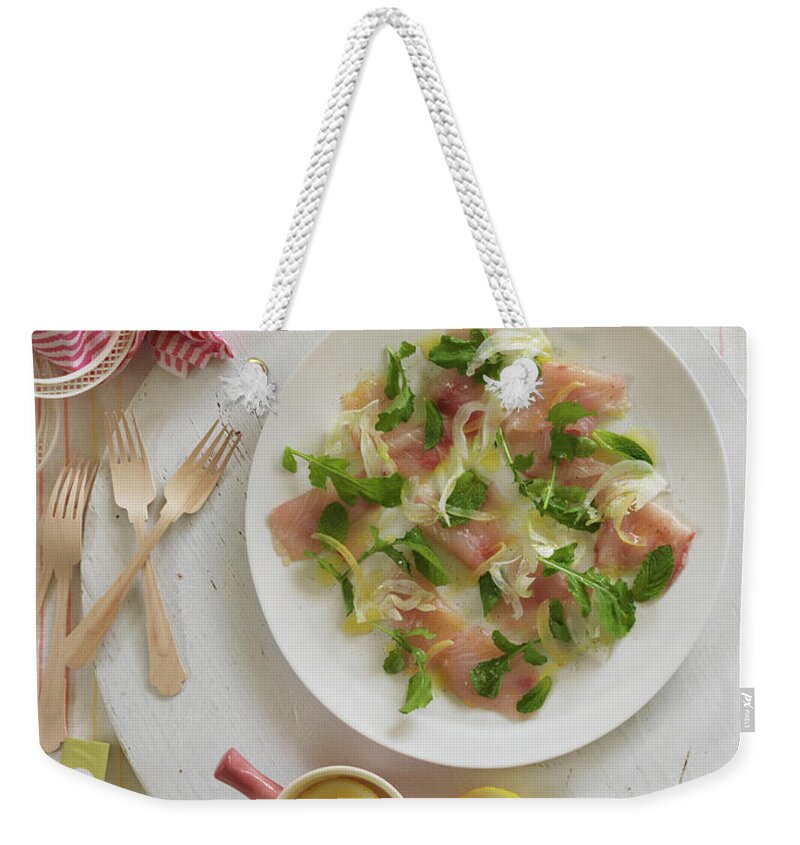 Napkin Weekender Tote Bag featuring the photograph Beach Picnic by Jason Loucas
