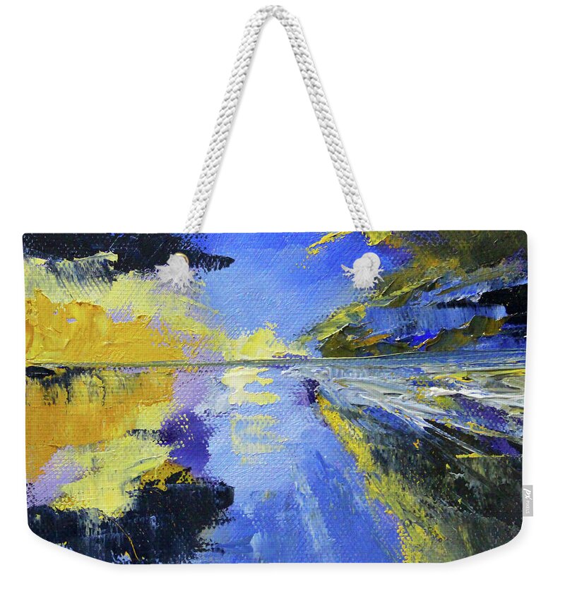 Beach Reflection Weekender Tote Bag featuring the painting Beach Reflection by Nancy Merkle