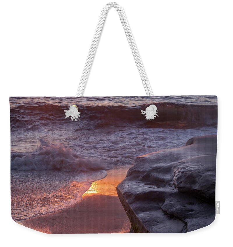 Beach Weekender Tote Bag featuring the photograph Beach Reflections by Aaron Burrows