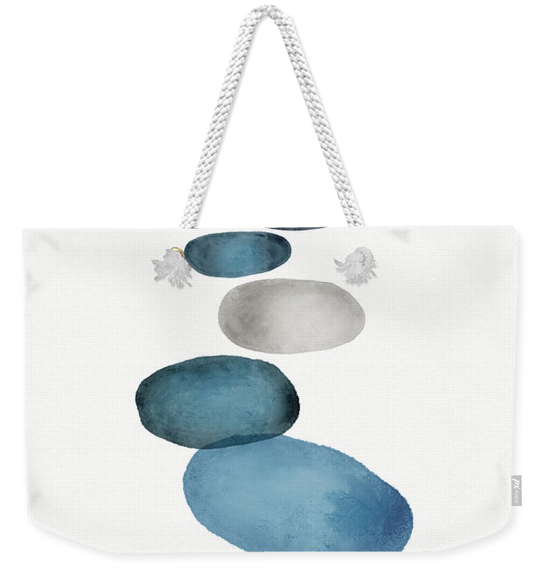 Modern Weekender Tote Bag featuring the painting Beach Stones 1- Art by Linda Woods by Linda Woods