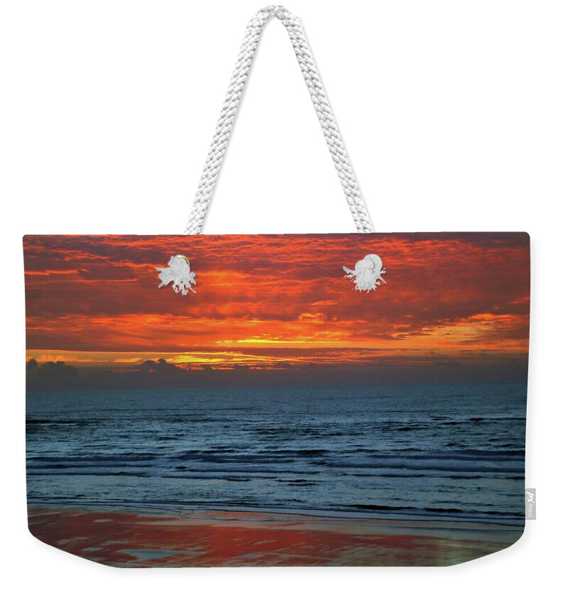 Beach Weekender Tote Bag featuring the photograph Beach Sunset by William Rockwell